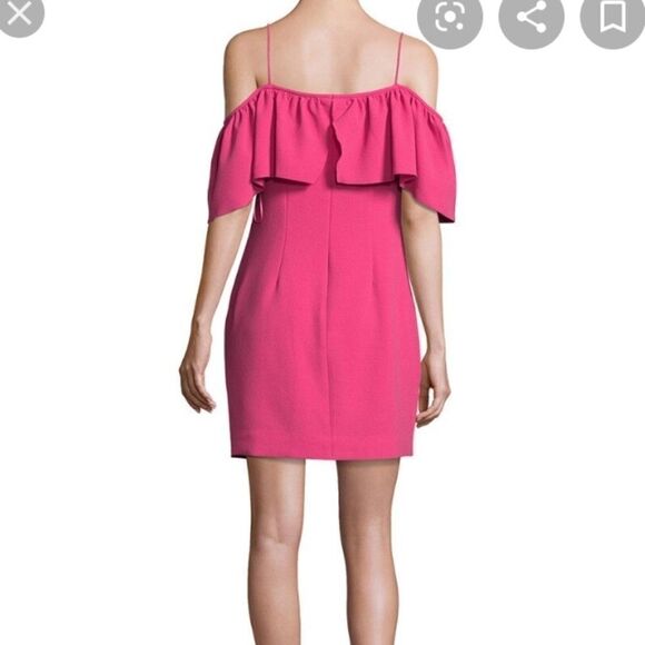 Trina Turk Aloha Pink Crepe Off the Shoulder Dress - Picture 2 of 5